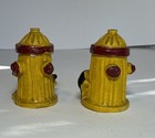 Chalkware Fire Hydrants And Dogs Salt And Pepper Shakers 