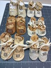 6 Pr  Lot Antique Doll Shoes W buckles Oilcloth  Leather  German Bisque Compos