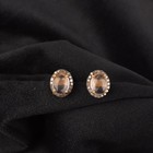 Yellow Citrine   Single Cut Diamond Oval Stud Earrings For Valentines Day Gift
