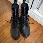 Dr  Martens Men   s Us 7 Black Leather Lace-up Ankle Combat Boots Round Toe