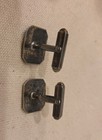 Vintage Japanese Sterling Silver Vermeil Cufflinks Hand Engraved Pagoda Mt Fuji