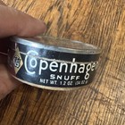Vintage Copenhagen Satisfies Snuff Tobacco Empty Tin Cardboard Can Sep13 1993