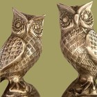 Set Of 2 Vintage Brass Perched Owls Bookends Mid Century Mcm 10    Decor Heavy
