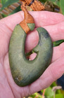 Nathan Jerry Nz  Pounamu  Greenstone Flower Jade Engraved  Maori Hei Matau Hook