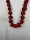Vintage Chinese Cinnabar Carved Red Bead Necklace   Earrings Set