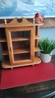 Beautiful Wooden Vintage Wall Brown Curved Cabinets With Curb 3-tier Glass Door
