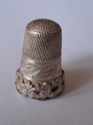 Antique Silver Thimble  With Cable Rim  Engraving With Blank Cartouche Unmarked 