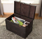 New Antique Style Large Dark Wooden Storage Trunk With Lockable Latch  Qi003609l