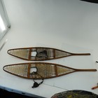 12  X 60  Snowshoes Leather Bindings Antique D  cor Vintage Wood Cabin Snow Shoe