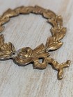 Vintage Cast Metal Floral Wreath Drawer Pull Backplate  Painted Gold