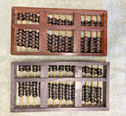 2 Vintage Chinese Abacuses Lotus Flower Brand Pair 91 Beads Count Tool Wood
