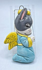 Sale  Boston Terrier Dog Angel Christmas Ornament Ceramic Sculpture By Artist
