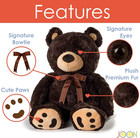 Huge Teddy Bear - 38 Inches  Dark Brown  Fluffy Faux Fur  Ribbon   Bow Signature