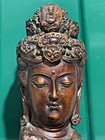 10  China Old Tibet Tibetan Buddhism Bronze Look Guanyin Buddha s Head Statue