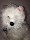 Russ Fluff Pure White Dog Pup Puppy 10  W  Scarf Plush Stuffed Cuddling Toy Cute