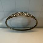 Vintage Mexican Alpaca Silver Abalone Shell Inlay Hinged Bangle Bracelet Aztec