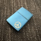 Zippo Cigarette Lighter  blue Sapphire  peace Sign Dated C 14