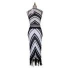 Willow   Wind Black Ivory Crochet Knit Two Piece Set M Crop Top Midi Skirt Fring