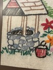 90   s Vintage Crewel Embroidery Needlepoint Wall Framed Art W  Barn Well Flowers