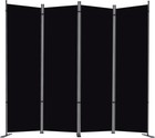 4 Panel Room Divider  6 Ft Folding Privacy Screen With Wide Feet  Freestandin   
