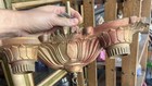 Antique 1920s Art Deco Polychrome Cast Metal 3-light Ceiling Light Fixture