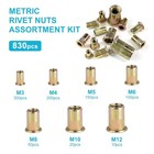 Rivet Nut Tool Kit  830pcs Sae metric Rivet Nut Assortment Kit  6-32   8-32     