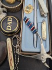 Vtg Mens Junk Drawer Lot Pens Watches Knives Cufflinks Jewelry Ect