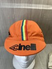 Vintage Cinelli Arc En Ciel Italy Cycling Hat Cap Stripes Low Miles Med Orange