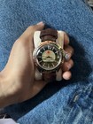 Vintage 80s Vostok Komandirskie Men   s Manual Wind Date Watch Brown Leather Strap