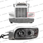 2008 - Peterbilt 388 389 567 589 Lh Halogen Headlight W  Matte Chrome Housing
