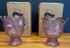 Longaberger Horizon Of Hope 2009 Fenton Votive Candle Holder  Set Of 2  d301 