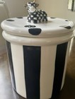 Mackenzie Childs Cow Creamery Jar Canister Ceramic Courtly Stripe Pattern New