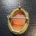 Ac Zj 12k Gold Filled Pendant Brooch Shell Cameo Peach Oval Beauty Theme