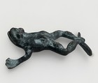 Solid Brass Frog Paperweight Rustic Frog Figurine Verdigris Cabin Garden Decor