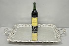Vintage Sheridan English Victorian Silver Plated Footed Serving Platter Bar Tray