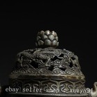 6 2   China Ancient Bronze Silver Dynasty Double Dragon Incense Burner Censer