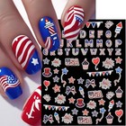 4 Sheets 4th Of July Nail Stickers For Nail Art 5d Self-adhesive Stickers - 12