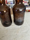 Set Of 2 Vintage Grolsch Amber Brown Beer Bottles Swing Top Porcelain Flip Caps