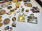 Vintage Men s Junk Drawer Lot Mixed Key Chains Buckles Tokens Coins Patches Ect
