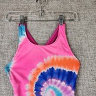 Lands End Girls One Piece Swimsuit Size 14 Tie Dye Pink Orange Blue Racerback