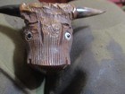 Original Bull With Horns And Eyes Hand Carved Briar Pipe From Italy 1970 s