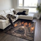 Skeleton Dungeon Staircase Area Rug  Scary Halloween 3d Illusion Floor Mat