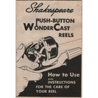 Shakespeare  1775 Fishing Reel 1950s Old Paper Instructions Learn How To Use Vtg