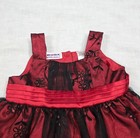 Blueberi Boulevard Dress Baby Girls 12-18m Red Floral Tulle Holiday Bow Party