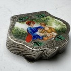 Beautiful Vintage Italian 800 Silver Enameled Box hand Painted  please See Pics 