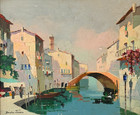 Cecil D   oyly-john Rare Vintage Original Oil Painting Venetian Canal Scene Signed