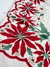 Vintage Style Christmas Poinsettia Screen Print Napkins Set Of 7