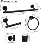 14-pieces Matte Black Bathroom Accessories Set bath Towel Bar Set  