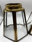 Vintage Brass   Beveled Six Panel Clear Glass Light Shade Set Of Two