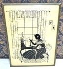 Silhouette Pictures Pair Victorian Ladies Convex Glass Metal Frames 8x6  Vintage